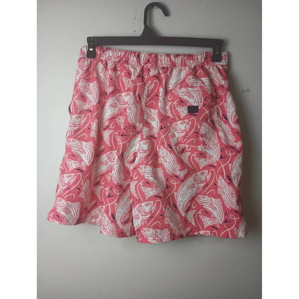 Vineyard Vines Mens Pink White Fish Print Swim Trunks Board Shorts Mesh Lined‎ M